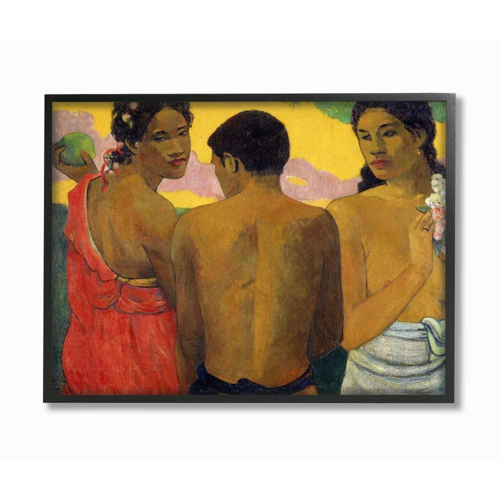 Stupell Industries Sunset Portraits Native Figures Classic Painting, Design by Paul Gauguin Wall Art, 24 x 30, Black Framed