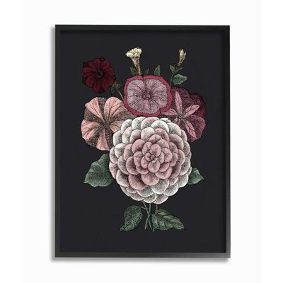 Stupell Industries Pink Flowers Drawing, Design by The Saturday Evening Post Wall Art, 16 x 20, Black Framed