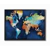 Stupell Industries World Map Modern Rainbow Textured, Design by Michael Mullen Wall Art, 16 x 20, Black Framed view 1