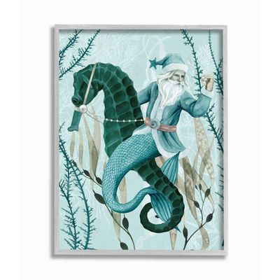 Stupell Industries Sea Santa Ocean Holiday Christmas Blue Green Design