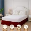 ARlinen King Bed Skirt, 21-Inch Drop with Split Corners, Tailored Pleated Design, Wrinkle-Free Microfiber, Easy Fit for Box Spring or Bed Frame, Burgundy view 2