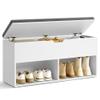 VASAGLE Shoe Storage Bench with Cushion, Entryway Shoe Rack Bench with Storage, 2 Open and 1 Hidden Compartments, for Living Room, Bedroom, White and Gray ULHS021W01 view 1