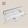 VASAGLE Shoe Storage Bench with Cushion, Entryway Shoe Rack Bench with Storage, 2 Open and 1 Hidden Compartments, for Living Room, Bedroom, White and Gray ULHS021W01 view 3