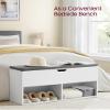 VASAGLE Shoe Storage Bench with Cushion, Entryway Shoe Rack Bench with Storage, 2 Open and 1 Hidden Compartments, for Living Room, Bedroom, White and Gray ULHS021W01 view 4