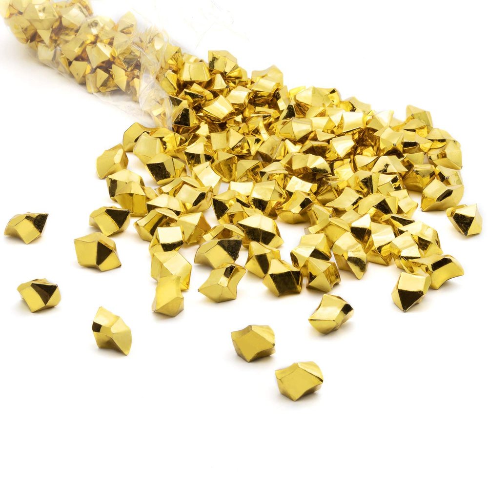 WGVI WGV Acrylic Ice Rock Crystals Treasure Gems for Table Scatters, Vase Fillers, Wedding, Banquet, Party, Event, Birthday Decor (Approx 150 pcs per Bag), 10 Bags, Gold