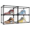 KOKOIN Magnetic Side Open Transparent Plastic Storage Shoe Box Clear Shoe Display Case Sneaker Shoe Storage Box Display Box Shoe Container Clear Closet Shelf Shoe Organizer (Black 4PC) view 1