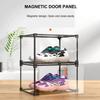 KOKOIN Magnetic Side Open Transparent Plastic Storage Shoe Box Clear Shoe Display Case Sneaker Shoe Storage Box Display Box Shoe Container Clear Closet Shelf Shoe Organizer (Black 4PC) view 2