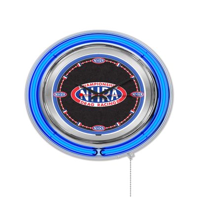 Holland Bar Stool Co. NHRA Double Neon 15" Clock (Blue Neon)