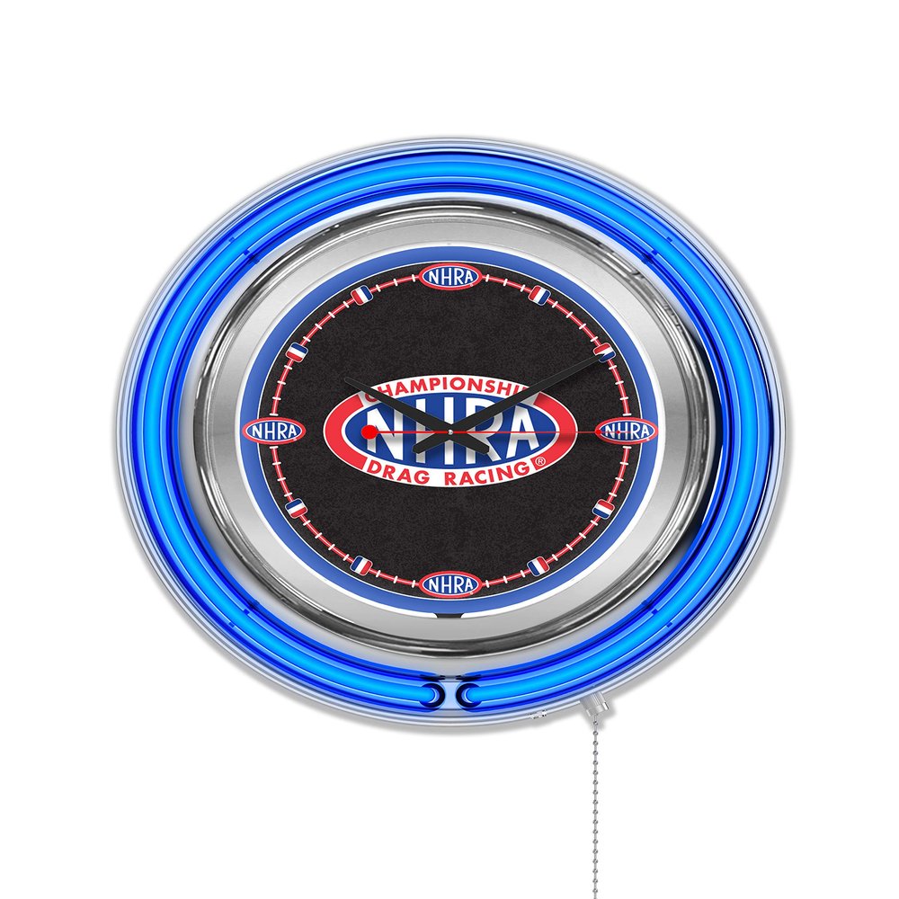 Holland Bar Stool Co. NHRA Double Neon 15" Clock (Blue Neon)