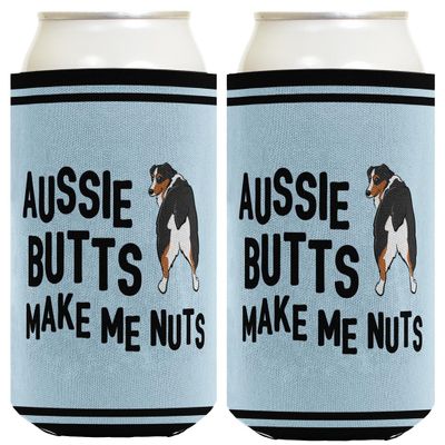 Aussie Mom Gifts Aussie Butts Make Me Nuts Aussie Dog Themed Gifts 2-Pack Can Coolie Drink Coolers