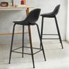 CangLong Faux Leather Back and Footrest Modern Counter Stool Chair Height for Pub Coffee Home Dinning Kitchen, Set of 2, Black view 2