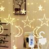 ALFEUND 7.5ft Decorative Starry String Curtain Lights Moons and Stars LED Night Light for Home Decoration Party,Remote Control USB Powered view 1