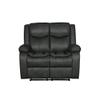 HomeRoots 64" Gray and Black Faux Leather Manual Reclining Love Seat view 1