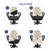 Ambesonne Elephant Office Chair Slipcover, Hand Drawn Zentangle Patterned Repetitive Illustration, Protective Stretch Decorative Fabric Cover, Sepia and Champagne view 4
