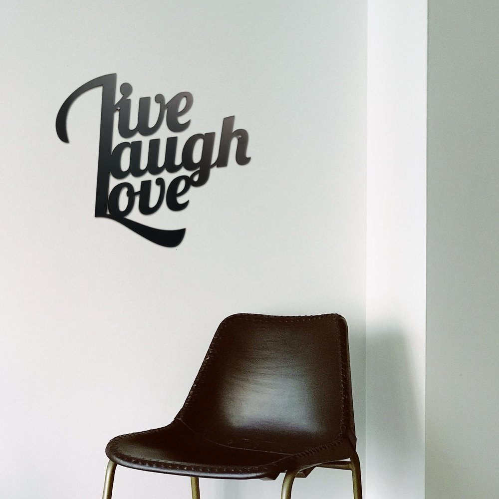 Badger Steel USA - Live Laugh Love - Metal Wall Art - 18" X 18" - Hammered Silver