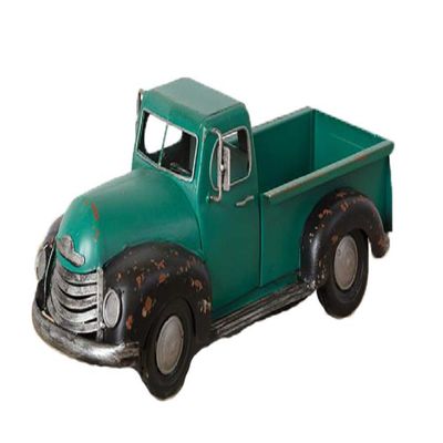 AHD Vintage Antique Metal Truck Decorative Farmhouse Box Plant Holder Rustic Green