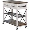 FirsTime & Co. Off-White and Brown Aurora Kitchen Cart, Coffee Bar and Microwave Stand, Island on Wheels with Storage, Wood and Metal, Farmhouse, 31.5 inches view 2