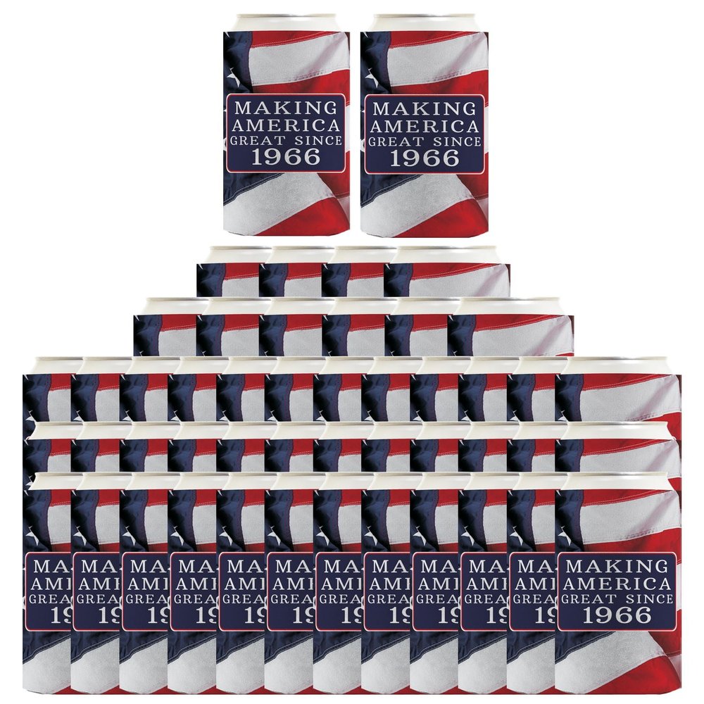 60th Birthday Party Adult Favors Making America Great Since 1966 48-Pack Ultra Slim Seltzer Can Coolies
