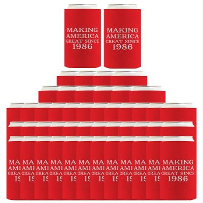40th Birthday Supplies Making America Great Since 1986 96-Pack Ultra Slim Can Drink Sleeves