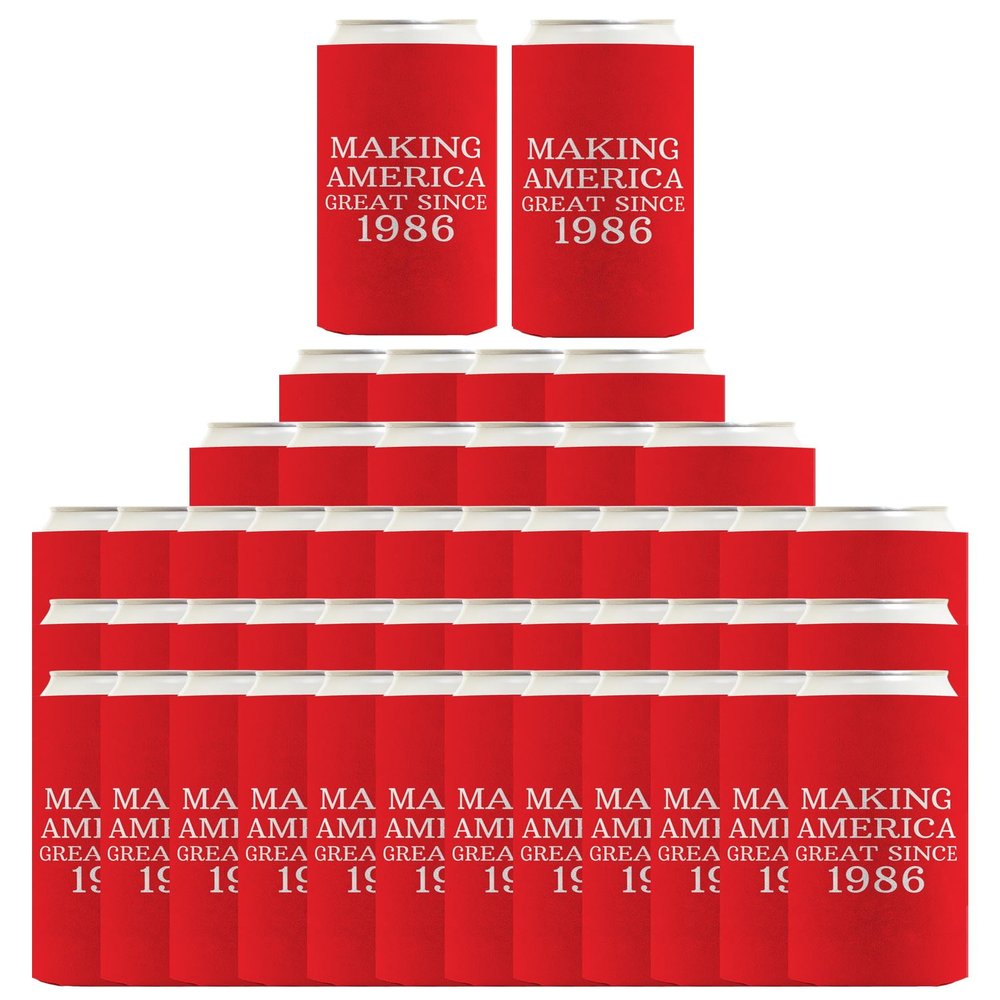 40th Birthday Supplies Making America Great Since 1986 96-Pack Ultra Slim Can Drink Sleeves