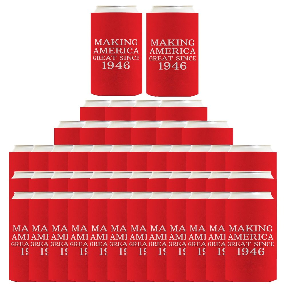 80th Birthday Supplies Making America Great Since 1946 96-Pack Ultra Slim Can Drink Sleeves