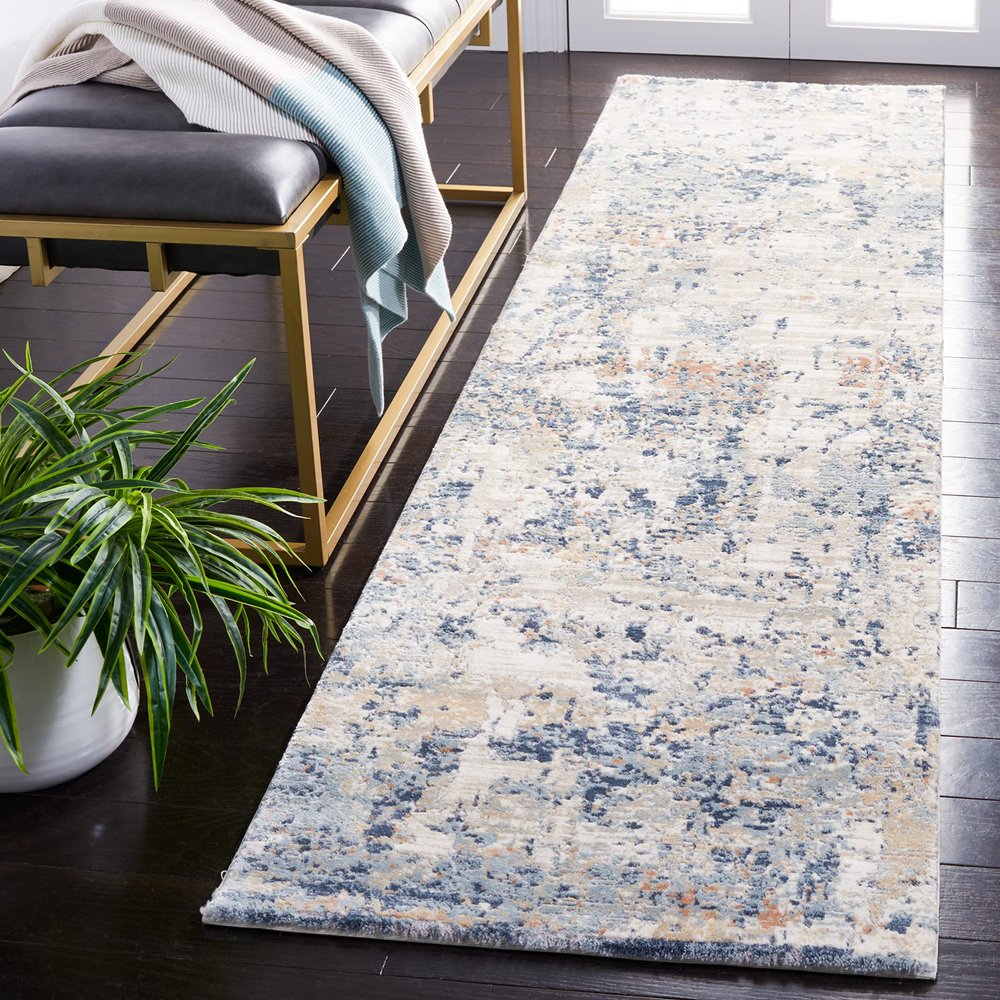 Martha Stewart x SAFAVIEH Area Rug Collection - 2'2" x 8' Runner, Cream & Light Grey, Non-Shedding & Easy Cleaning, Ideal for Living Room, Bedroom, Foyer, Hallway (MSR682A)