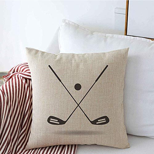 Decorative Throw Pillow Cushion Covers for Sofa Golf Ball Clubs Drop Glyph Shadow Negative Sport Golfing Signs Symbols Sports Recreation Pictogram Linen Couch Square Pillow Cases 18x18 Inch