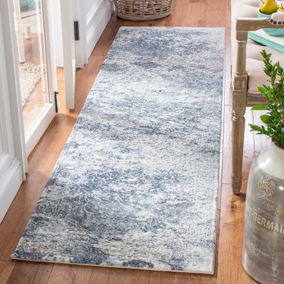 Martha Stewart x SAFAVIEH Area Rug Collection - 2'2" x 8' Runner, Cream & Blue, Non-Shedding & Easy Cleaning, Ideal for Living Room, Bedroom, Foyer, Hallway (MSR692M)