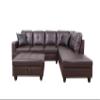 A Ainehome 3 PCS Living Room Set, Sectional Sofa Set, L-Shape Couch in Home, with Storage Ottoman and Matching Pillows (Brown,Right Hand Facing) view 2