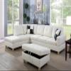 A Ainehome 3 PCS Living Room Set, Sectional Sofa Set, L-Shape Couch in Home, with Storage Ottoman and Matching Pillows (Cream White,Left Hand Facing) view 1