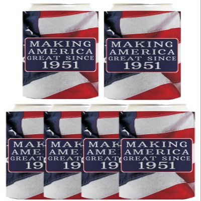 75th Birthday Party Adult Favors Making America Great Since 1951 6-Pack Ultra Slim Can Drink Sleeves