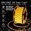 SURNIE 150FT LED Rope Lights Outdoor: Waterproof Flexible 110V 3000K Warm White LED String Light - Cuttable Connectable Clear Lighting Tube for Indoor Stairs Patio Garden Party Decor, Not Flat Strip view 2