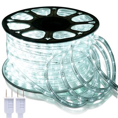 SURNIE LED Rope Lights Outdoor Waterproof: 150FT LED Rope Lighting Dimmable - 110V 6500K Daylight White String Light Tube Cuttable Connectable for Garden Patio Party Indoor Decoration, Not Flat Strip