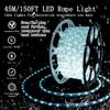 SURNIE LED Rope Lights Outdoor Waterproof: 150FT LED Rope Lighting Dimmable - 110V 6500K Daylight White String Light Tube Cuttable Connectable for Garden Patio Party Indoor Decoration, Not Flat Strip view 2