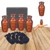 BOLD & DIVINE Wooden Textured Theme Keepsake Urn | Human Ashes Memorial Urn, Burial, Funeral Cremation Urns (Red Cherry Wood, Set of 4_Mini) view 4