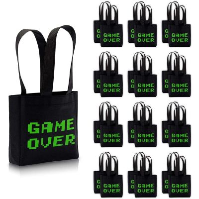 BLUE PANDA VR Party Favor Bags - 6.5" x 7" x 2" Black & Green Pack of 24 - Laser Tag Gift Bags for Boys - Sleepover Favor Sacks