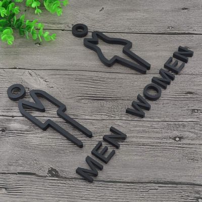 ZHONGJIUYUAN 1pair Toilet Sign Men and Women Wc Sign for Bathroom Door Sign Gold Acrylic Wall Letters Wall Signage Indicator