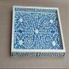 Beautifully Handcrafted Antique Bone Inlay Serving Tray | Decorative Food Platter | Blue Colour Home Decor Tray | Wooden Tray | Handcrafted Ottoman Tray - Fairdeal Handicrafts view 3