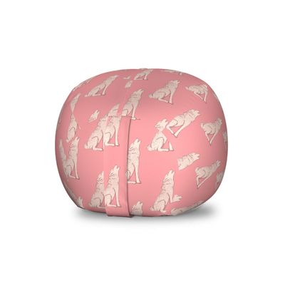 Ambesonne Animal Storage Toy Bag Chair, Howling Wolf Sketch Style Vintage Look Design, Stuffed Animal Organizer Washable Bag, Small Size, Blush Eggshell