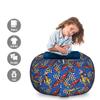 Ambesonne Race Car Storage Toy Bag Chair, Cartoon Style Interpretation of Checkered Flags and Automobile, Stuffed Animal Organizer Washable Bag, Large Size, Cobalt Blue view 2