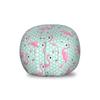 Ambesonne Pink Flamingo Storage Toy Bag Chair, Birds of Hawaii Exotic Animals on Polka Dot Backdrop, Stuffed Animal Organizer Washable Bag, Small Size, Mint Green view 1