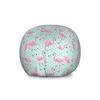 Ambesonne Pink Flamingo Storage Toy Bag Chair, Birds of Hawaii Exotic Animals on Polka Dot Backdrop, Stuffed Animal Organizer Washable Bag, Large Size, Mint Green view 1