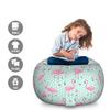 Ambesonne Pink Flamingo Storage Toy Bag Chair, Birds of Hawaii Exotic Animals on Polka Dot Backdrop, Stuffed Animal Organizer Washable Bag, Large Size, Mint Green view 2