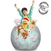 Ambesonne Pink Flamingo Storage Toy Bag Chair, Birds of Hawaii Exotic Animals on Polka Dot Backdrop, Stuffed Animal Organizer Washable Bag, Large Size, Mint Green view 3