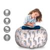 Ambesonne Pastel Storage Toy Bag Chair, Horses and Flower Bouquets on The Head Tattoo Style Floral Wreath Pattern, Stuffed Animal Organizer Washable Bag, Large Size, Rose Blue view 2
