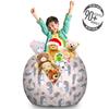 Ambesonne Pastel Storage Toy Bag Chair, Horses and Flower Bouquets on The Head Tattoo Style Floral Wreath Pattern, Stuffed Animal Organizer Washable Bag, Large Size, Rose Blue view 3