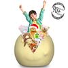 Ambesonne Floral Yellow Storage Toy Bag Chair, Pastel Pattern with Flowers, Stuffed Animal Organizer Washable Bag, Large Size, Yellow view 3