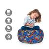 Ambesonne Race Car Storage Toy Bag Chair, Cartoon Style Interpretation of Checkered Flags and Automobile, Stuffed Animal Organizer Washable Bag, Small Size, Cobalt Blue view 2