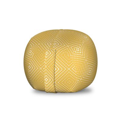 Ambesonne Mustard Storage Toy Bag Chair, Geometrical Abstract Dotted Nested Diamond Rhombus Square Forms, Stuffed Animal Organizer Washable Bag, Small Size, Yellow White