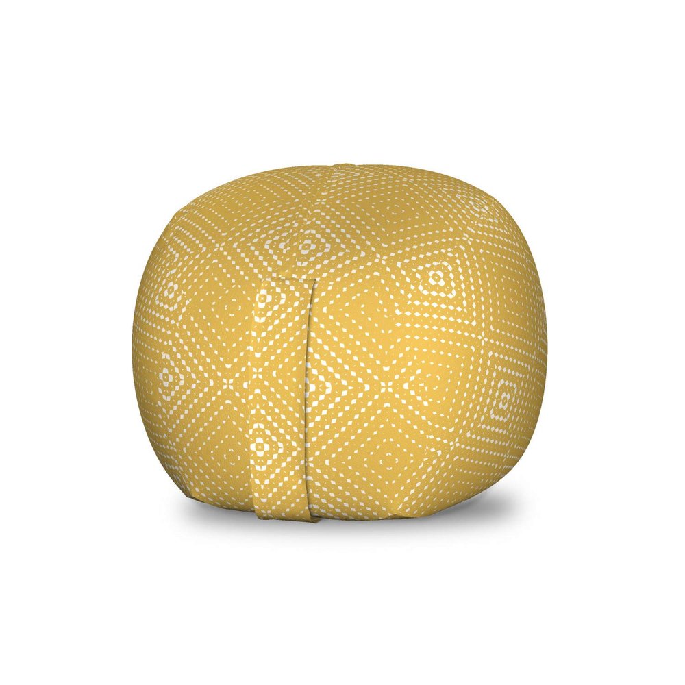 Ambesonne Mustard Storage Toy Bag Chair, Geometrical Abstract Dotted Nested Diamond Rhombus Square Forms, Stuffed Animal Organizer Washable Bag, Small Size, Yellow White